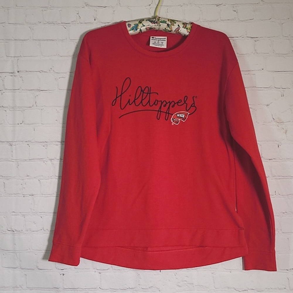 NWOT Champion Red Crewneck Pullover Sweater WKU Hilltoppers Kentucky Womens Sz S